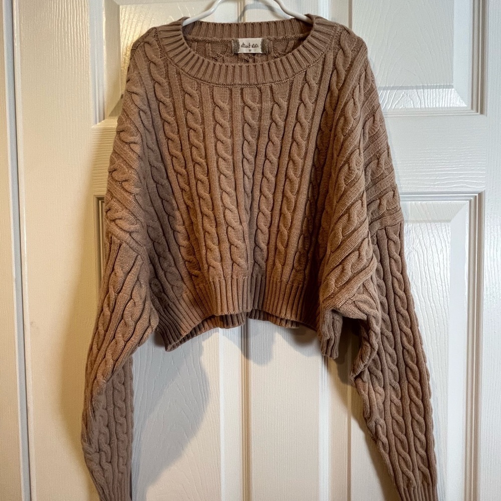 Altar'd State Tan Cable Knit Sweater, Size M